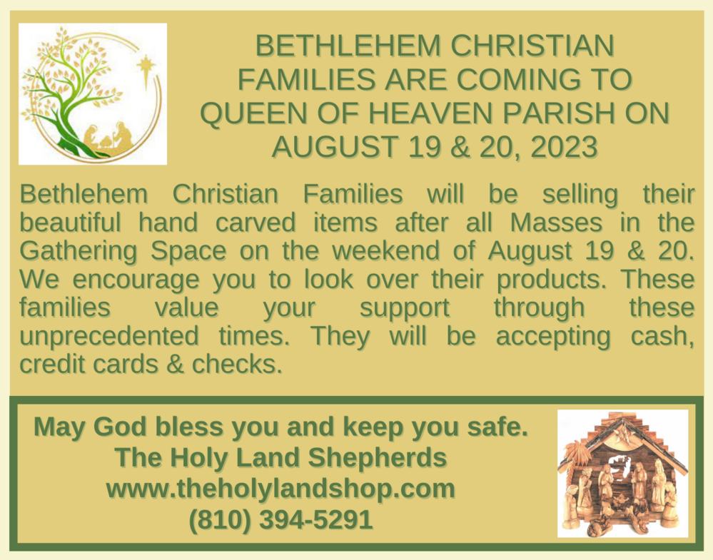 Bethlehem Christian Families Wood Carvers Queen of Heaven Catholic Church Uniontown, OH